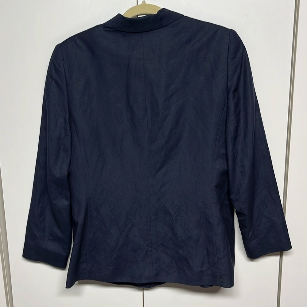 Worthington Petite Navy Linen Blend Blazer Jacket Size 14P - Picture 7 of 11